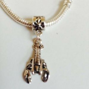 “LOBSTER” Sterling Silver Plated Dangling Charm For European Style Bracelets